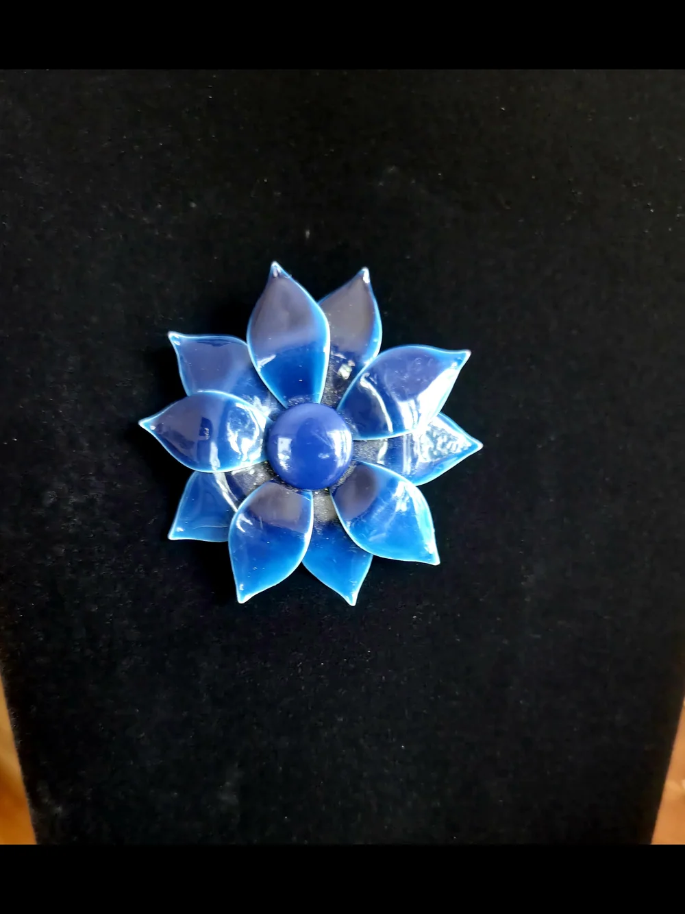 VTG Blue Flower Statement Brooch - Women Jewelry 70's